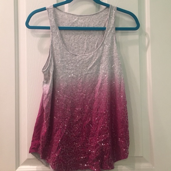 Express Tops - Ombré sparkle Tank Top